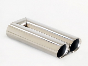 Tailpipe 77 - 2x76mm round bevelled wide edge stainless steel